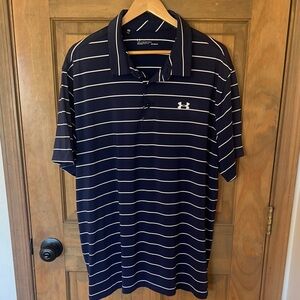 Under Armour Men's Polo in Navy with White Stripes